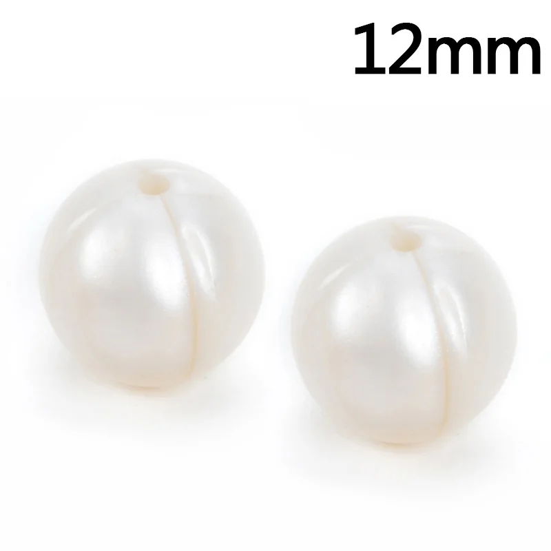 pearl white 100 шт./лот 12 мм круглой формы силиконовые бусины для прорезывания зубов для DIY кормящих ожерелье пищевого качества жевательные бусины - Цвет: pearl white