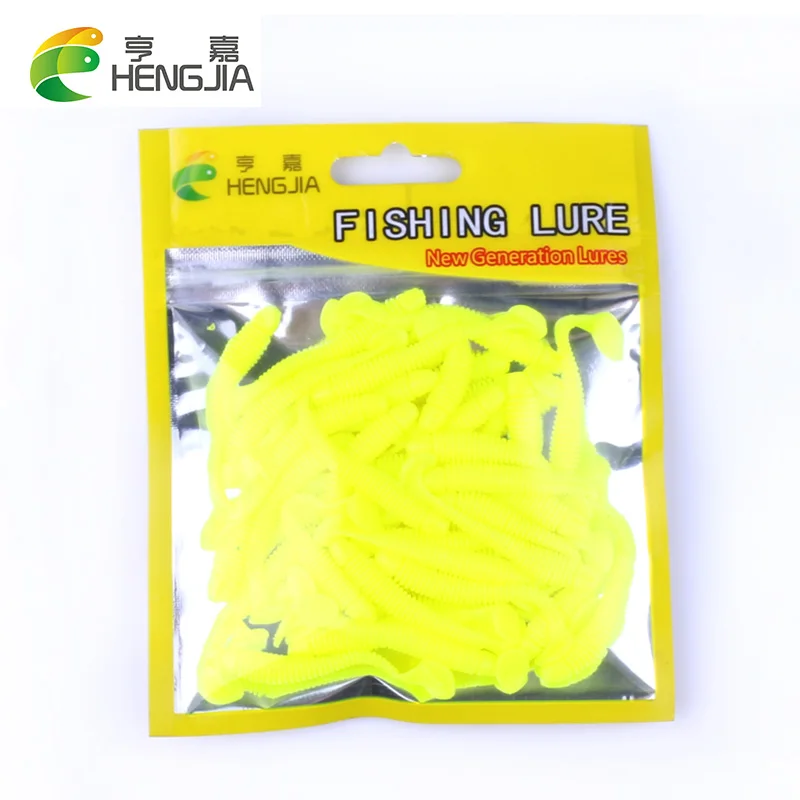 HENGJIA 50 шт./лот, рыболовные мягкие приманки для рыбалки, снасти, воблеры, искусственная приманка, мягкий червь, силиконовая приманка