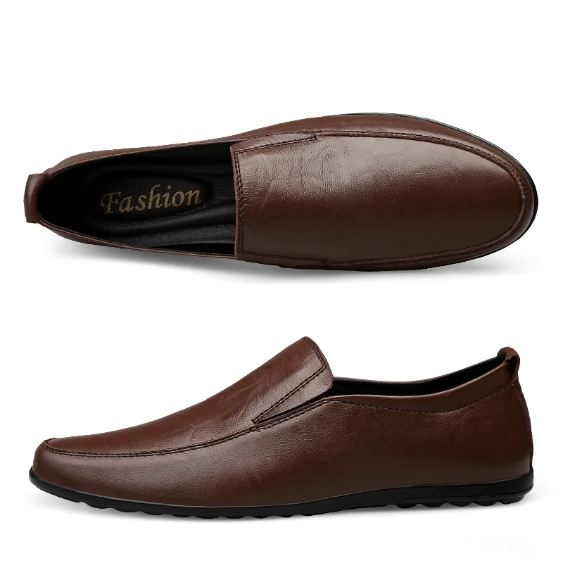 Мужские лоферы черные коричневые повседневные теплые из плюшевой кожи для