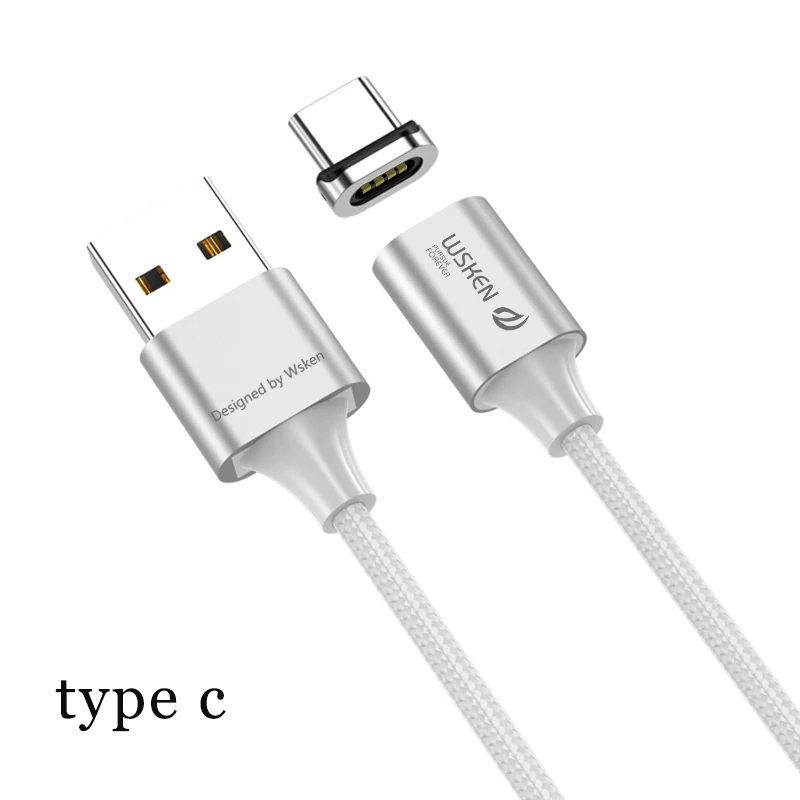 type c cable WSKEN X2 usb type C Micro USB Магнитный кабель для iPhone XR XS зарядный кабель 3A Быстрая зарядка для Sansung S9 type-C USB-C адаптер - Цвет: type c cable