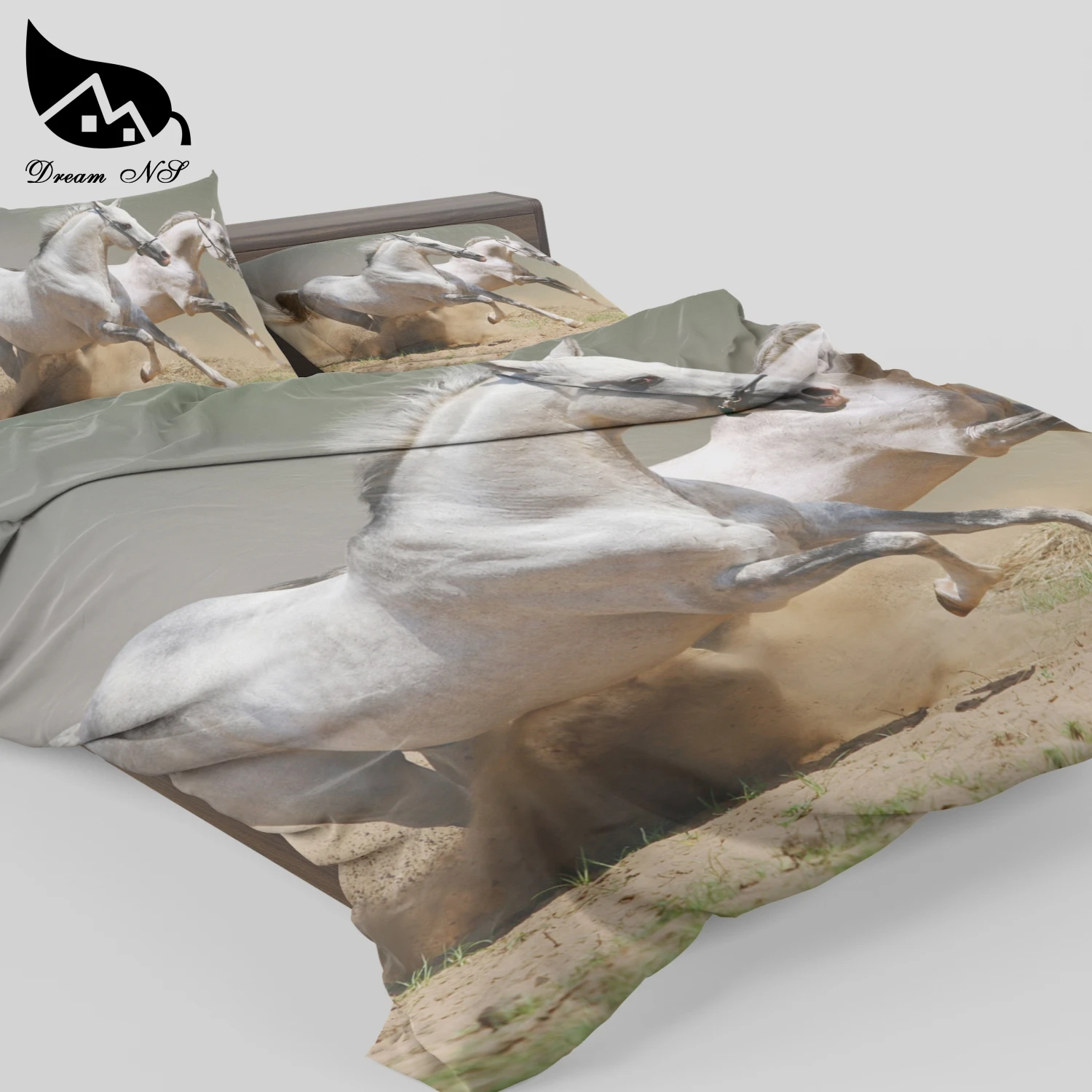 Постельное белье Dream NS с 3D эффектом принтом лошадей пододеяльник наволочка чехол