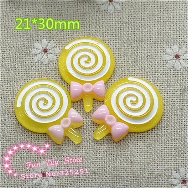 

resin yellow lollipop candy cabochon for decoration 21*30mm 50pcs/lot R725-4