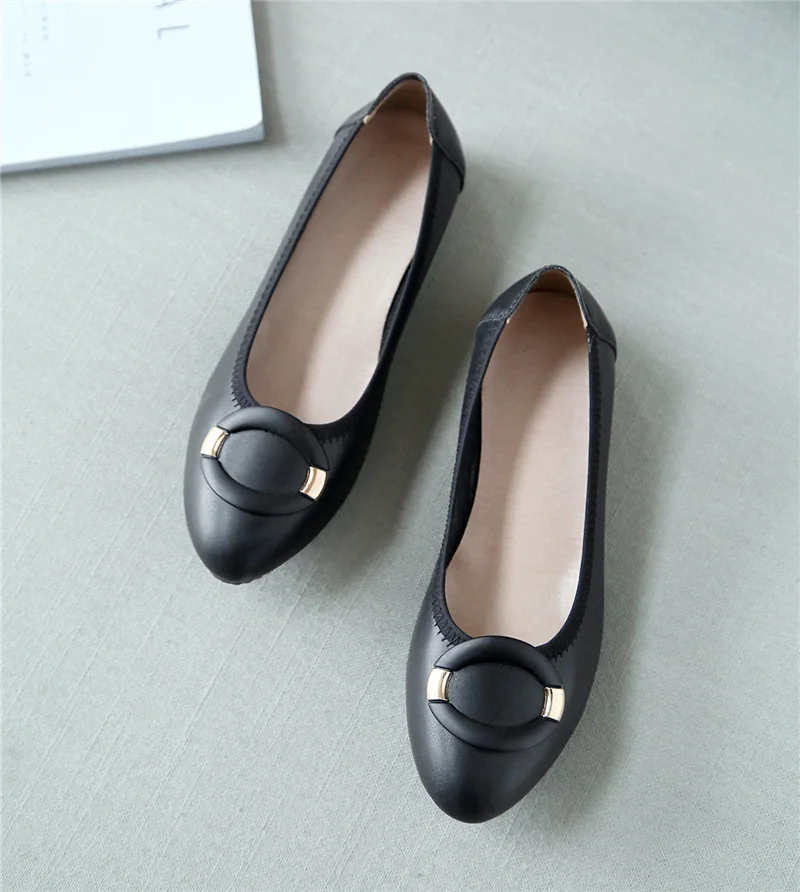 Женские туфли лодочки Натуральная кожаные Лоферы без застежки