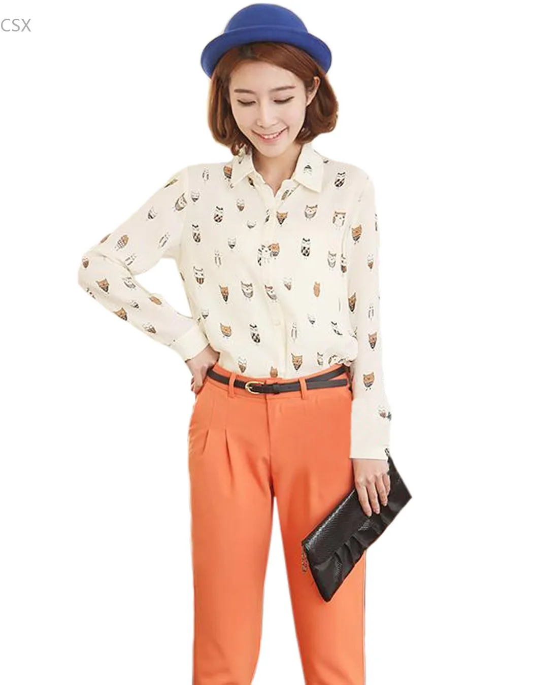 Женская шифоновая блузка с длинным рукавом 4 размера|blouse 8|blouse redblouse button |