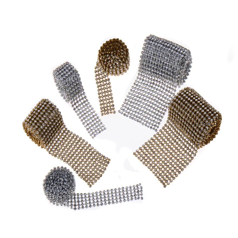 Стразы из золотистого и серебристого металла 3 мм 120 см сетчатая отделка стразы с