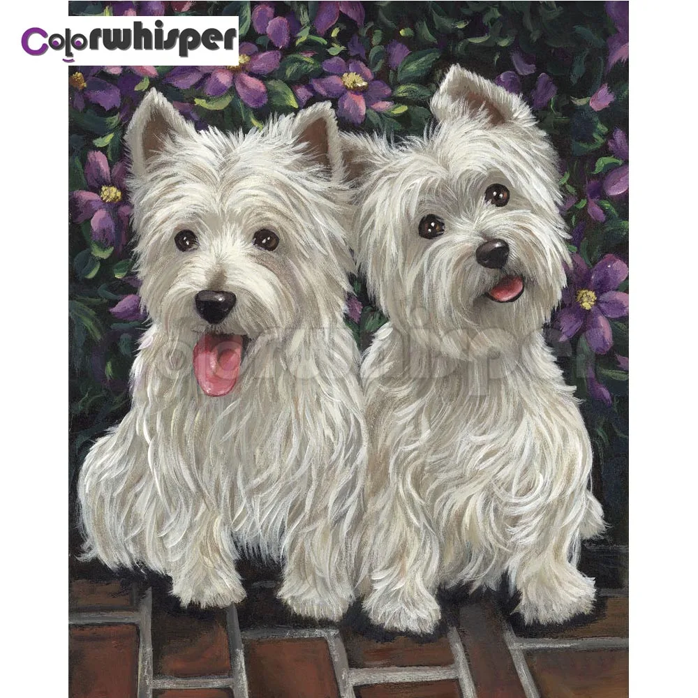 

Алмазная живопись, полноразмерная/круглая вышивка «Westie Dog», 3D вышивка, мозаика, вышивка крестиком, Кристалл Стразы Z121