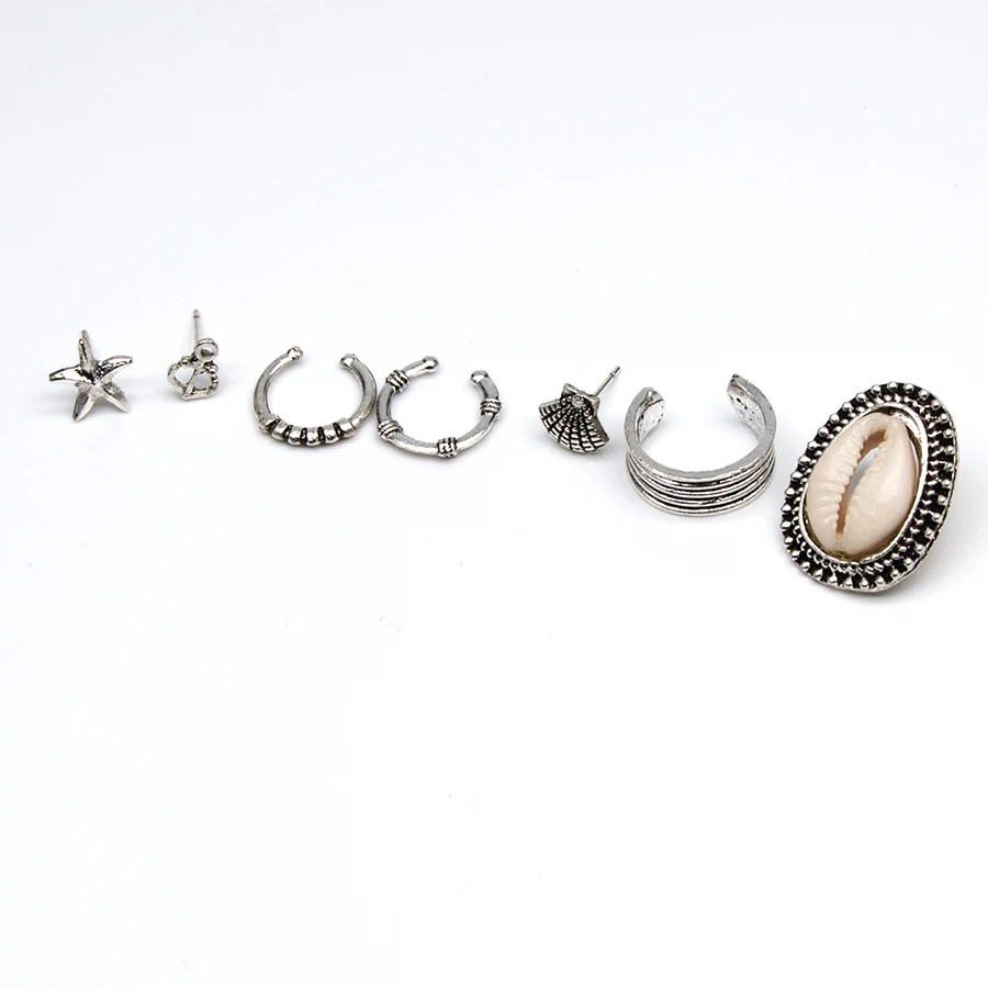 Btuamb 7 шт./компл. богемский Комплект сережек для женщин Bijoux Винтажный серебряный