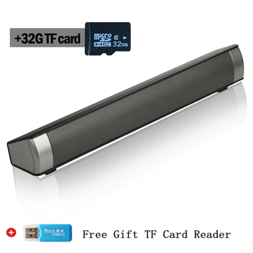 black plus 32G TF Dbigness Bluetooth динамик Саундбар Магнитный стерео звук сабвуфер TF карта динамик блютус Бумбокс для компьютера планшета ТВ - Цвет: black plus 32G TF