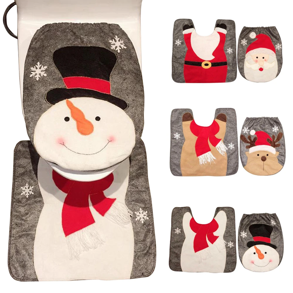 2 шт. Рождество Творческий крышку унитаза Нескользящие коврики для ванной коврик