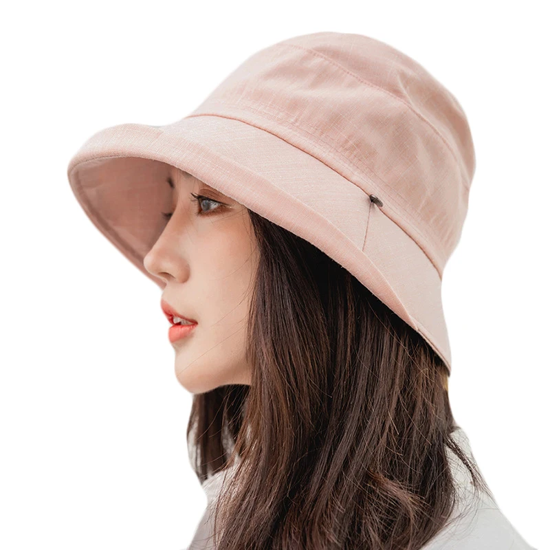 

Female Cotton Sun Hats For Women Spring Summer Foldable Wide Brim Sun Beach Caps Lady Casual Fisherman Hat Girls Bucket Hats