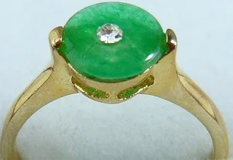 

wholesale fashion jewelry 18knew green round coin Natural jade ring (7,8,9#)