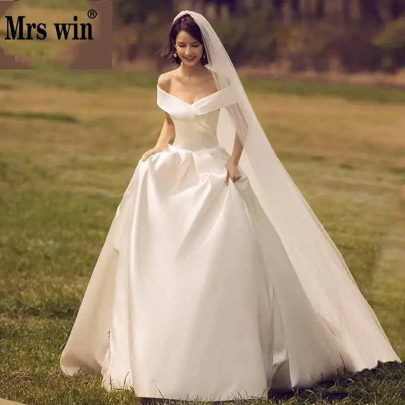 Свадебное платье Новинка 2019 г. Mrs Win The Bridal классическое мягкое атласное