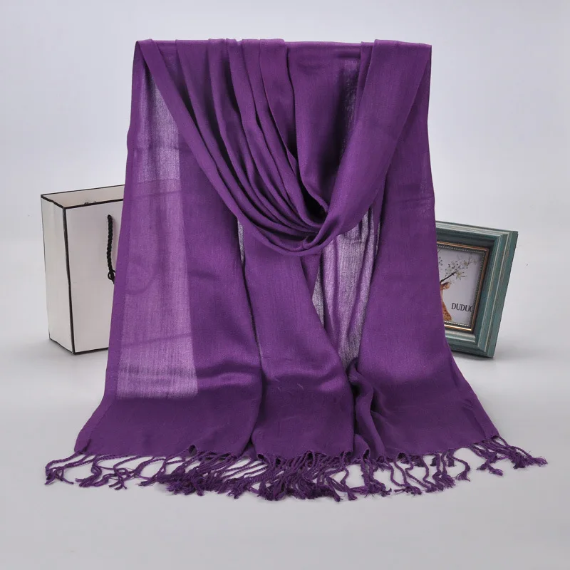 Женская шаль FOXMOTHER черный красный однотонный мусульманский хиджаб платок из