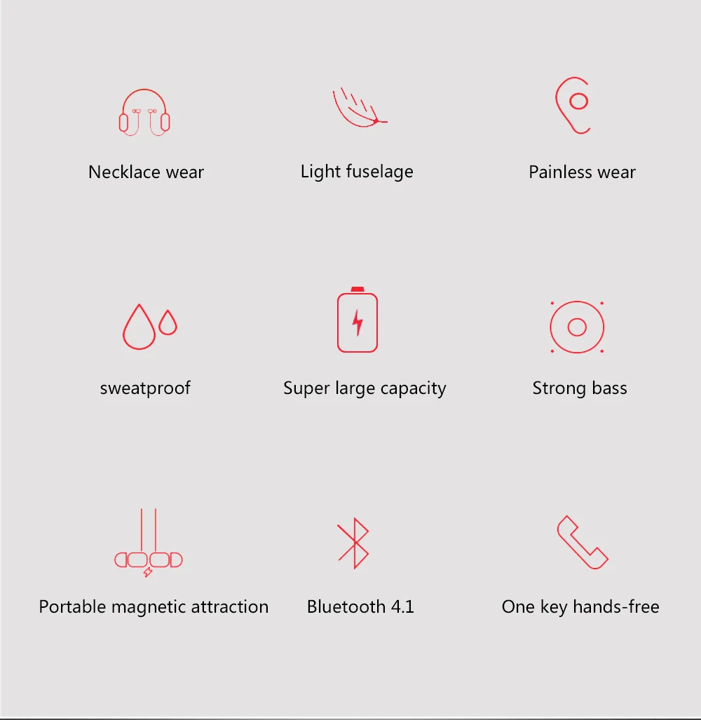 Bluetooth наушники, беспроводные наушники, Bluetooth, Спортивная гарнитура с шейным ободком, бас, защита от пота, стерео наушники, встроенный микрофон для телефонов