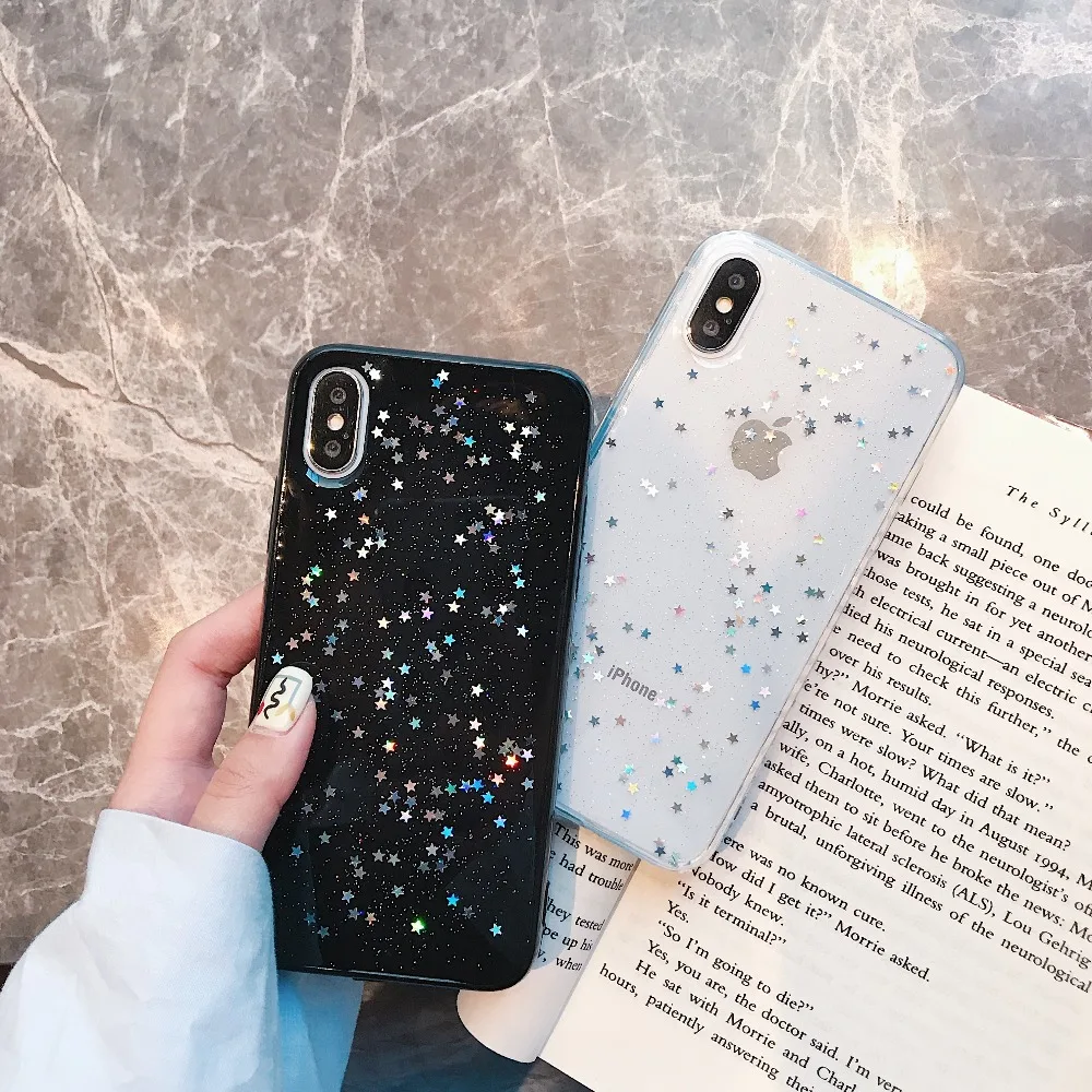 Роскошный блестящий чехол для телефона Iphone XS XR Max блестящая Звезда силиконовый