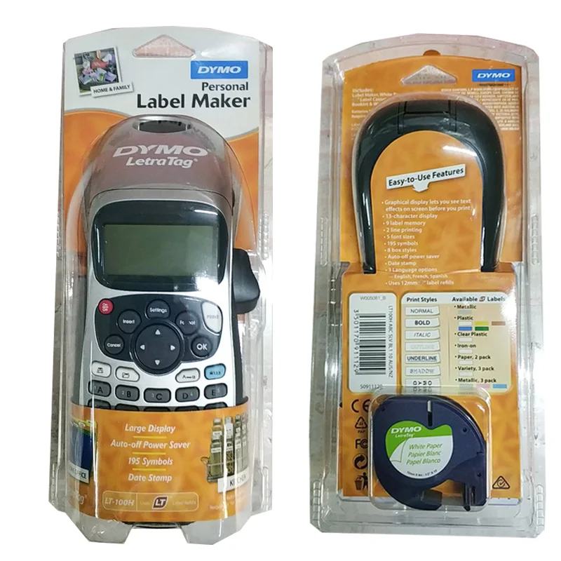 Dymo LetraTag LT-100H ручная этикетка, совместимая с 12 мм Letra Tag 91201 91200 12267 91202 Этикетка ленты 9 В 2A адаптер