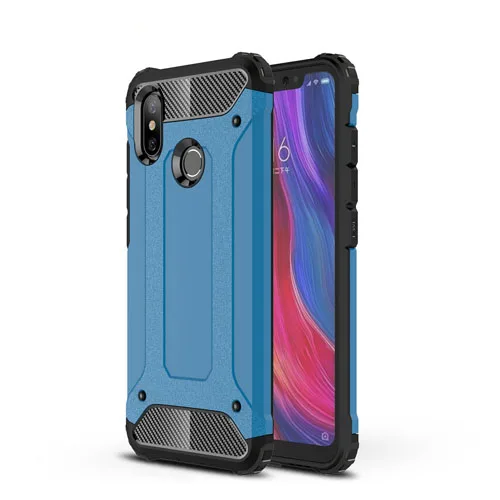Синий Противоударный чехол для RedMi Note 7 8 Pro K20 Note 5 6 4X 7A для Xiaomi Mi 9 CC9 8 lite SE Mi A2 A1 резиновая броня гибридный жесткий чехол - Цвет: Синий