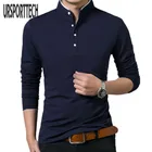 Высококачественная мужская рубашка поло, однотонная рубашка поло с длинным рукавом, мужские рубашки поло, популярные повседневные хлопковые топы больших размеров S-3XL