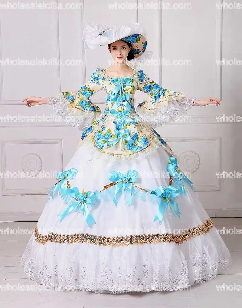 Новинка 2017 года Рококо Мария с цветочным принтом Антуанетта платья мягкие белые