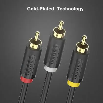 Vention 3 RCA на 3RCA кабель позолоченный папа-папа av-кабель 1 м 5 2 разъем видео для STB DVD TV