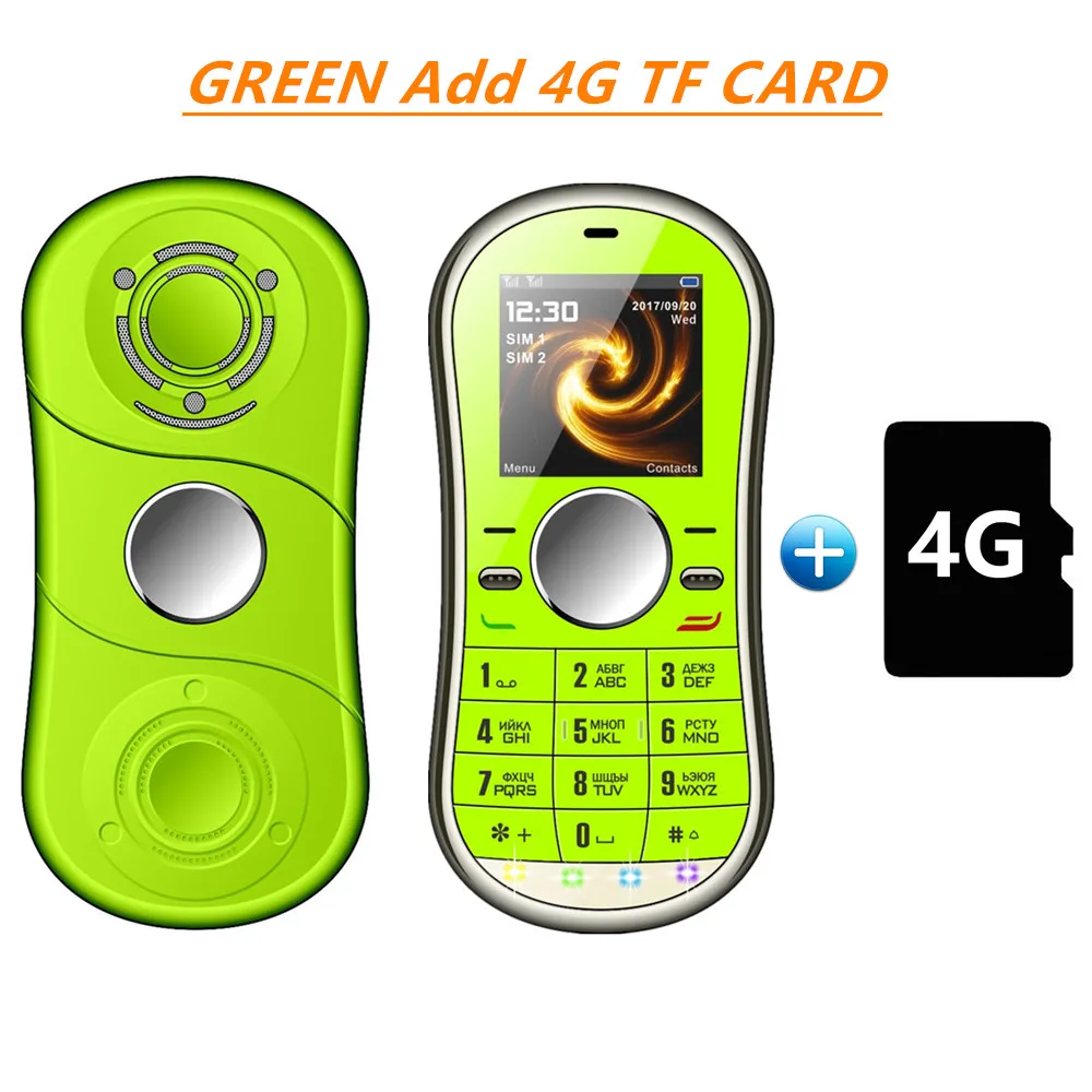 Green N 4GB TF Card SERVO S08 Спиннер-Спиннер Мобильный телефон 1,3 дюймов двойной SIMGPRS Bluetooth FM радио Ручной Спиннер сотовый телефон с русской клавиатурой - Цвет: Green N 4GB TF Card