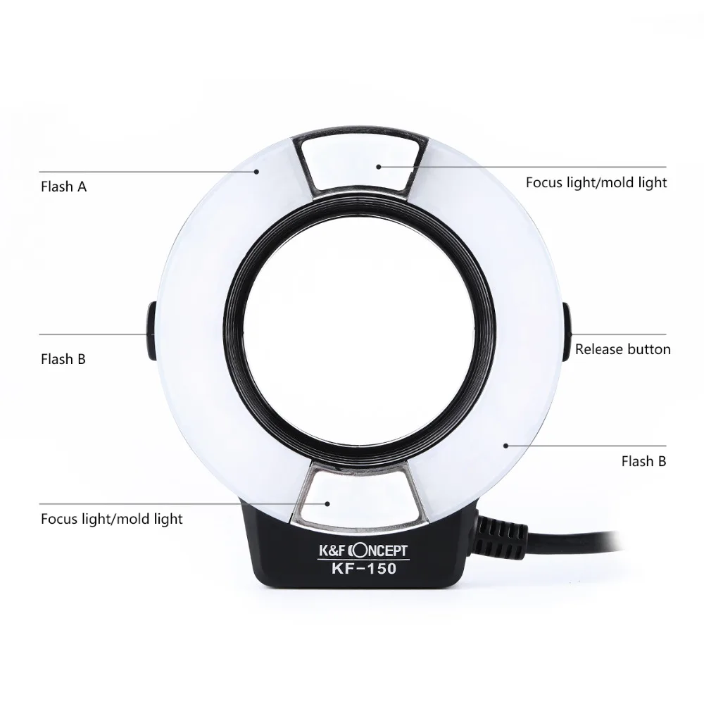 K & F CONCEPT KF 150 N i TTL Macro Ring светильник ЖК дисплей для камер Nikon D5100 D3200 D5300 D3300 D300 DSLR