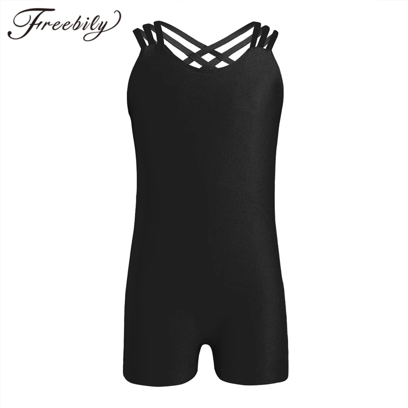 Girls Ballet Leotard Bodysuit Gymnastics Unitard Sleeveless Strappy Criss-cross Back Dance Jumpsuit | Тематическая одежда и