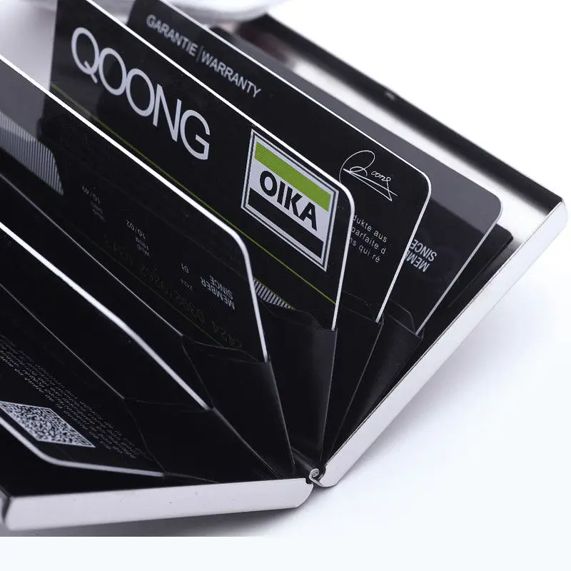 QOONG, нержавеющая сталь, RFID Блокировка, ID, банковский Чехол для карт, протектор для мужчин и женщин, бизнес, кредитный держатель для карт, металлический кошелек для путешествий