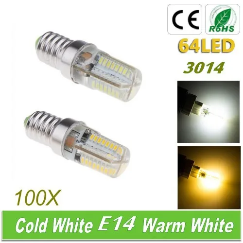 Dimmalbe 100 шт./лот 3014 E14 E17 B15 SMD 64 светодиодные лампы 6 Вт энергосберегающие лампочки
