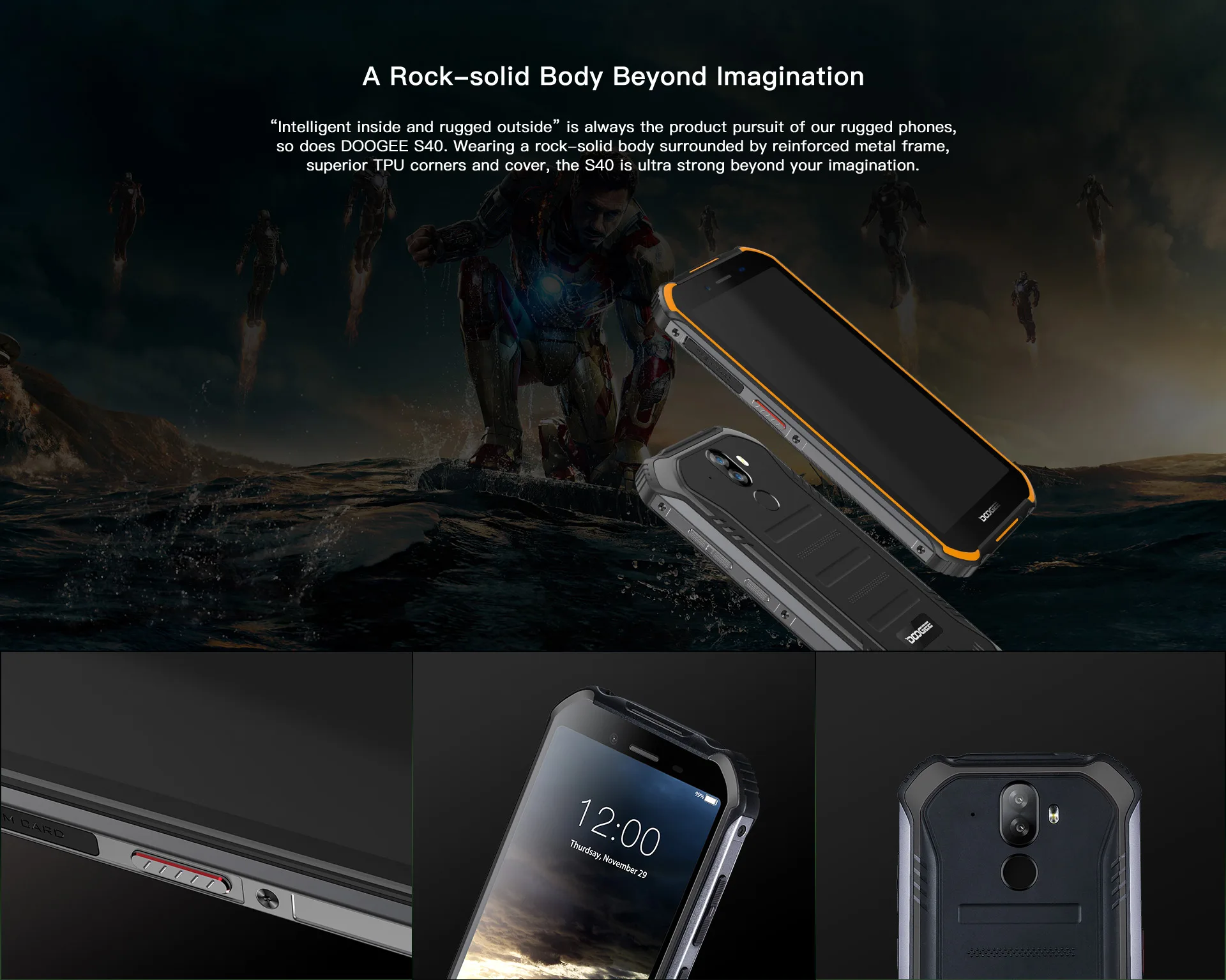 Обновленный 3 ГБ+ 32 ГБ DOOGEE S40 5," HD 4G сетевой мобильный телефон IP68 Водонепроницаемый 4650 мАч 8 Мп MT6739 Android 9,0 пирог смартфон