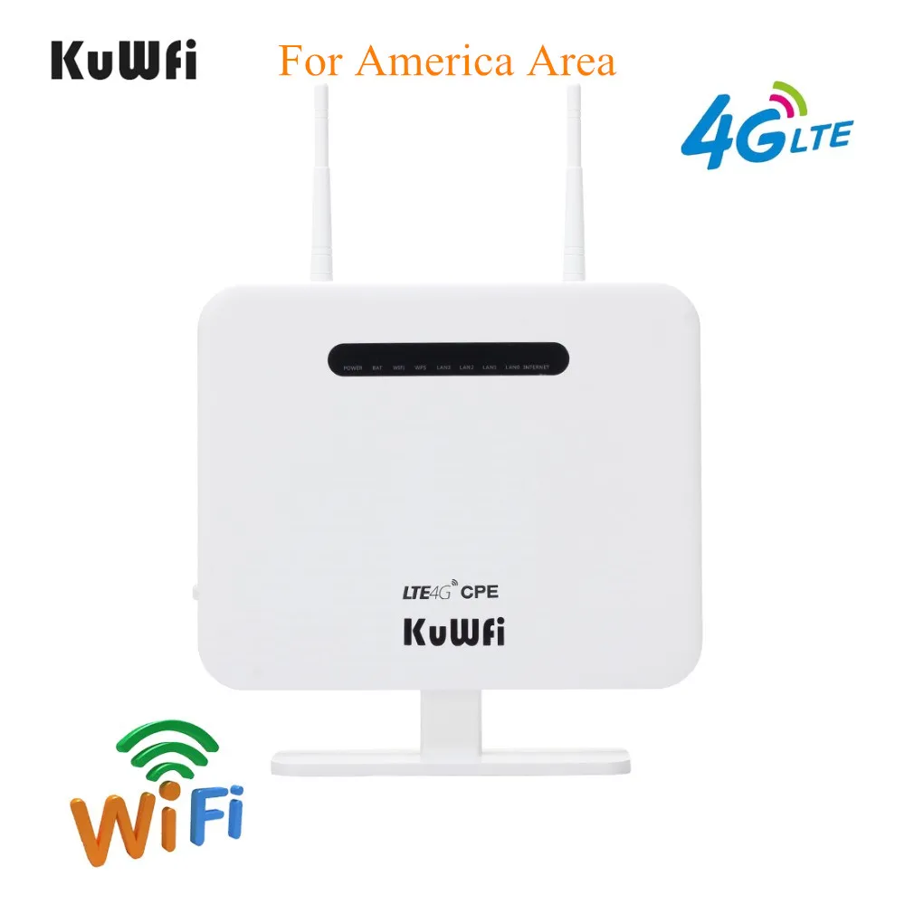 KuWFi разблокирован 300 Мбит/с 4G CPE маршрутизатор беспроводной AP с 5Dbi антеннами для