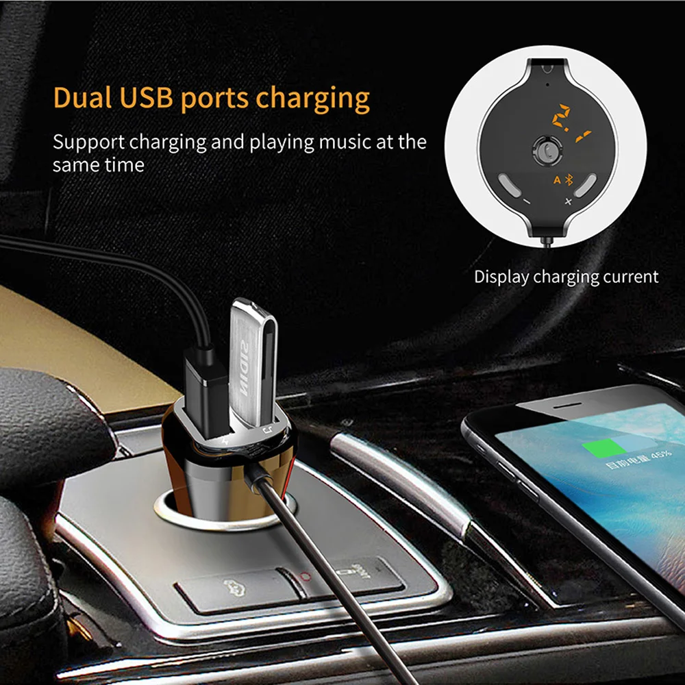 FM трансмиттер Bluetooth Автомобильный модулятор Aux выход громкая связь MP3 плеер радио
