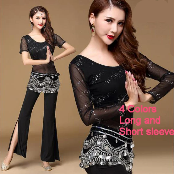 Новинка 2019 дешевый комплект для танца живота укороченный топ штаны пояс шарф