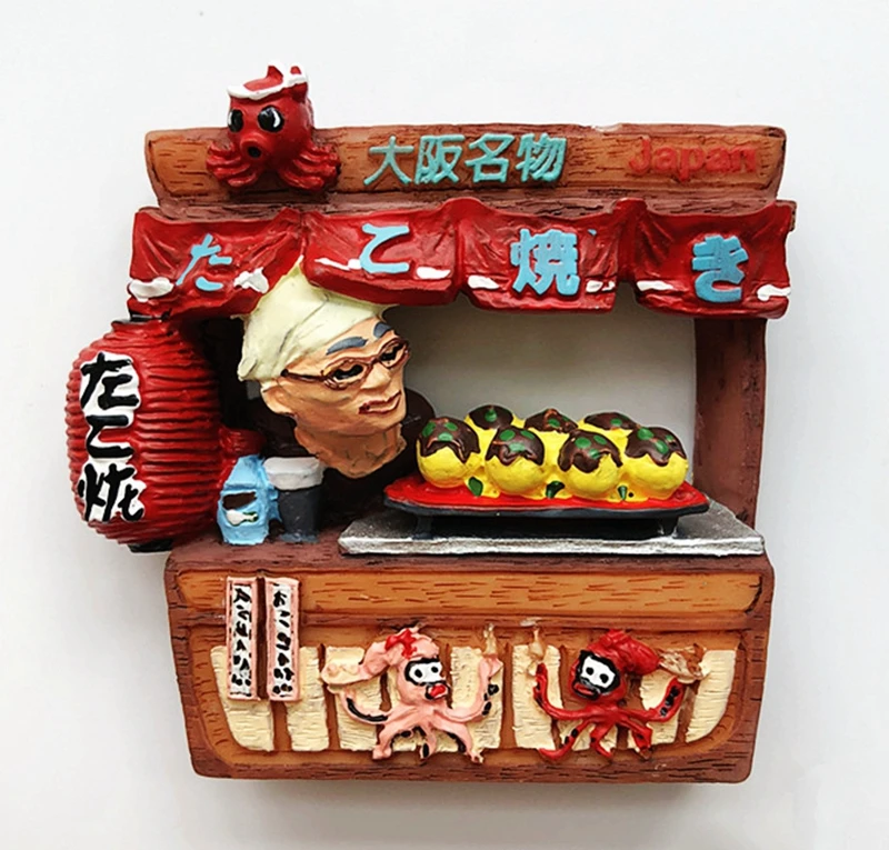 Осака Япония осьминог ручная работа 3D магниты на холодильник туристические