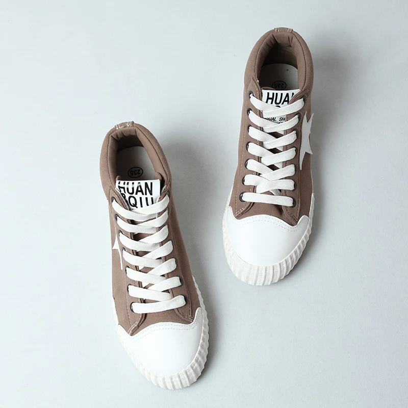 Мода зима замши высокого верха обуви холст женщины плоские обувь повседневная