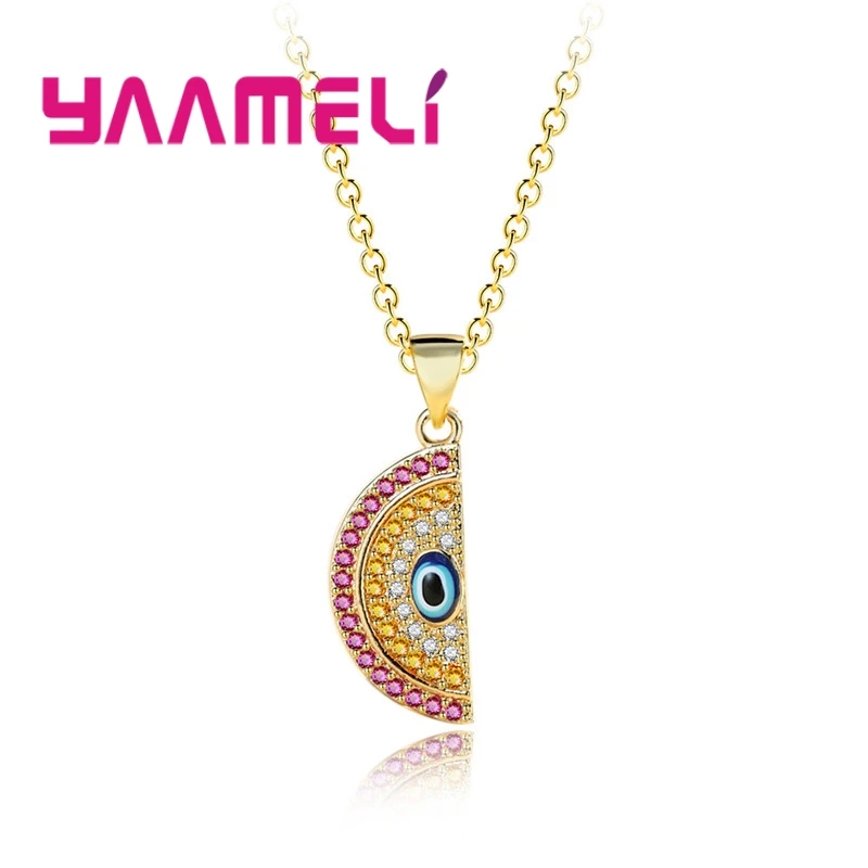 

Boho Choker Gold Eyes Necklace Pendant Pave Colorful Rhinestone Collier Femme Chain Necklace For Jewelry Party Mujer