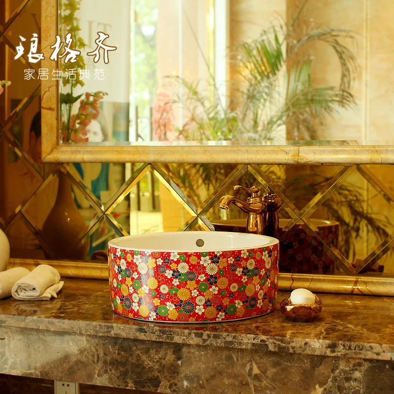 New Product! National mail modern art platform basin wash - the overflow hole flower color |