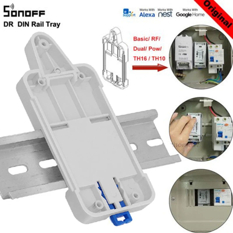 Умный переключатель SONOFF для Basic/RF/ Pow/ TH10/16/ Dual Wifi DR DIN Tray Чехол-держатель с