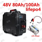 GTK Водонепроницаемый Аккумулятор Lifepo4 48 в 80 А  ч, батарея lifepo4 с BMS для скутера 4000 Вт 3000 Вт, велосипедная тележка для гольфа, RV bike + зарядное устройство 10A