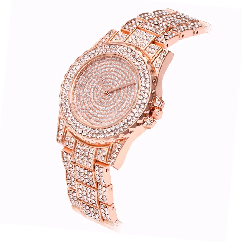 Роскошные Алмазные часы для мужчин и женщин из нержавеющей стали ремешок