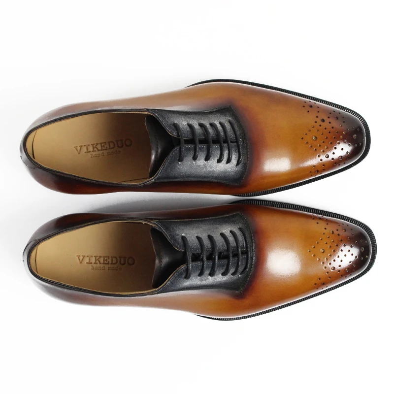 Vikeduo 2020 Handmade Italy Vintage Shoes Wedding Party Male Dress Shoe Genuine Leather Patina Men's Oxford Brogue Zapato Hombre | Обувь