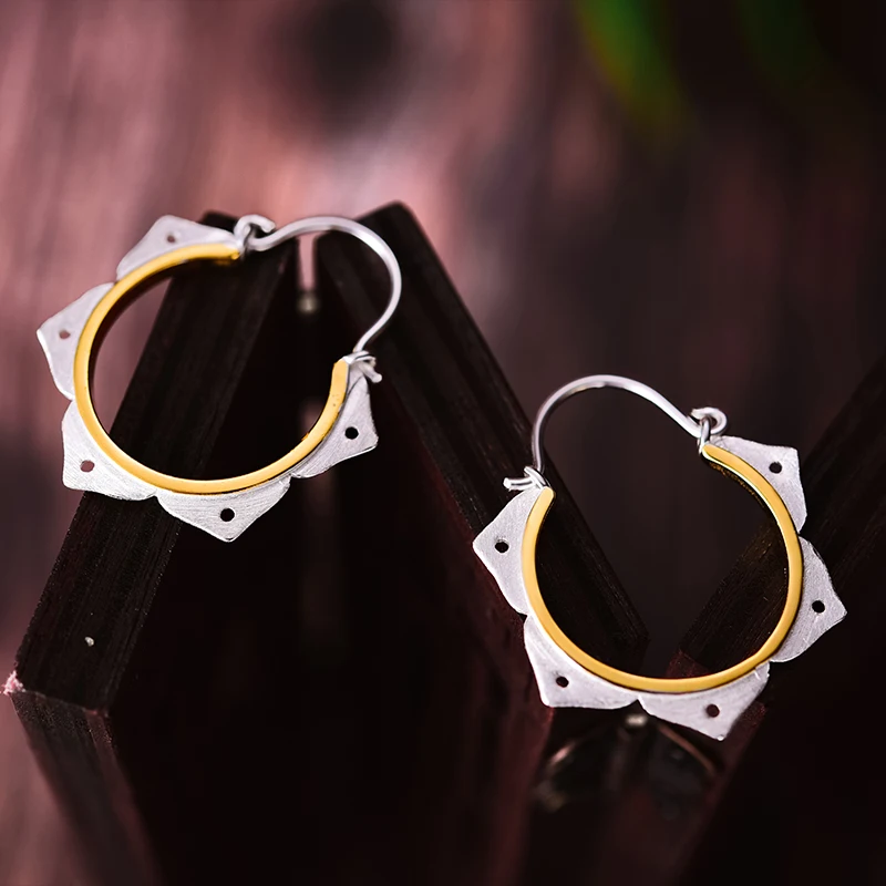 Lotus Fun реальные 925 пробы серебро Природный творческий ручной Fine Jewelry