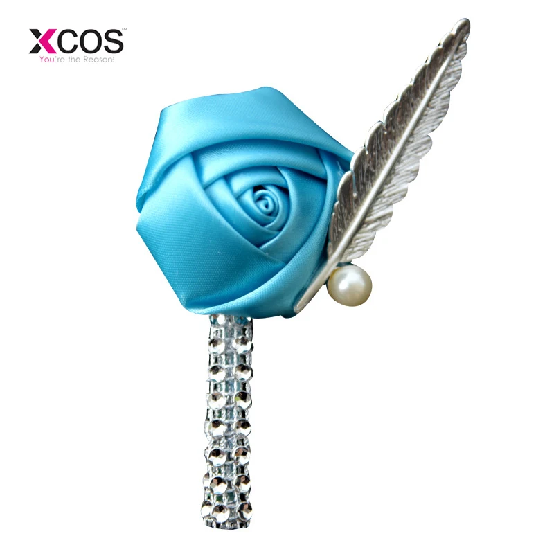 Xcos Ivory Rose Crystal Pearl Wedding Prom Corsage Ceremony Flower Boutonnieres Groom Groomsmen Buttonhole Boutonniere |