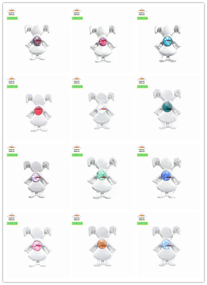 Серебряный камень для девочек Плавающий Шарм с кристаллами|floating charms|girl floating