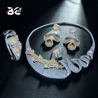 be 8 latest fashion wedding 2 tones cubic zirconia jewelry set statement necklace earrings sets for women bangle ring s326