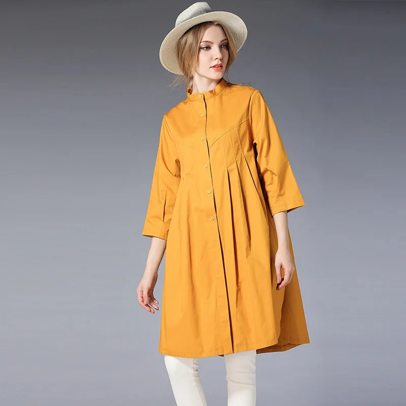 Рубашка LANMREM Женская свободная большого размера с стоячим воротником боковым