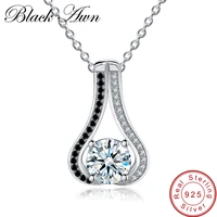 black awn genuine 925 sterling silver necklace for women gourd necklaces pendants black spinel sterling silver jewelry p048