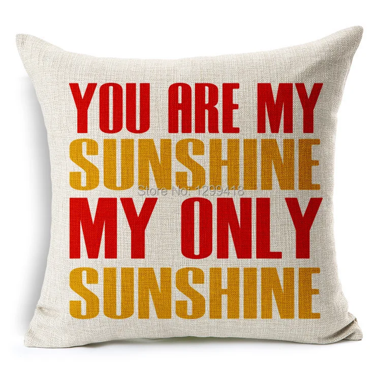You are my sunshine pattern pillowcase home decorative cotton linen throw pillow/cushion for sofa/chair/car/decor | Дом и сад