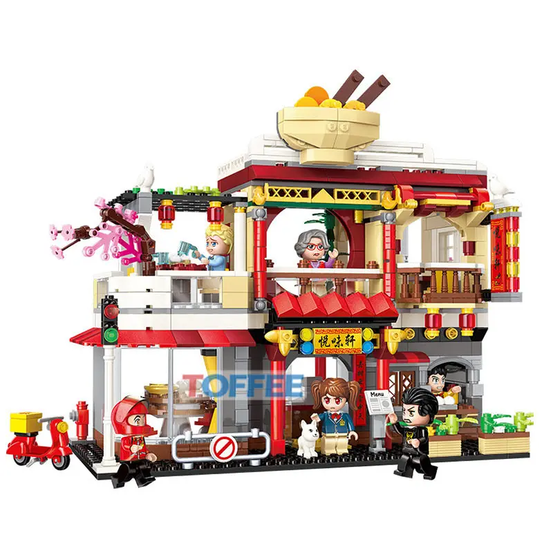 Просветите Городской пейзаж серии совместимых Legoings китайский ресторан
