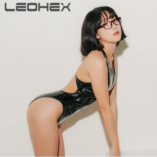 LEOHEX боди DROZENO сексуальный сдельный купальник с высоким вырезом Цельный купальник сексуальные леотарды атласный глянцевый боди
